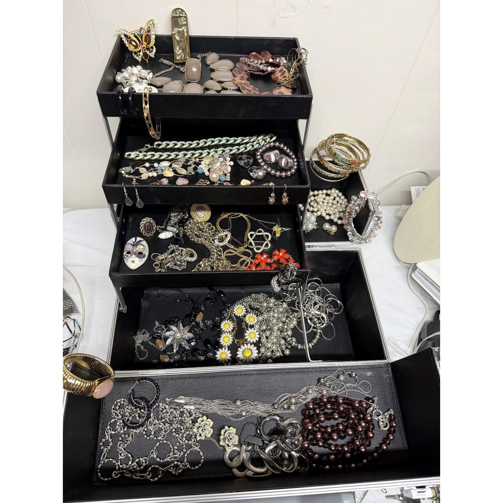 Curated Vintage Unsigned Jewelry Lot #52 Bracelets Necklaces Earrings Brooches